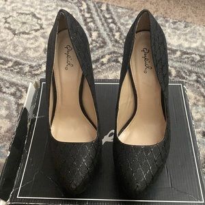 Black glitter high heels